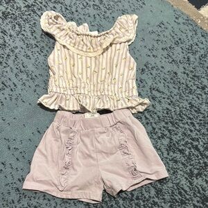 Floral Ruffle Top and Lilac Shorts Set
